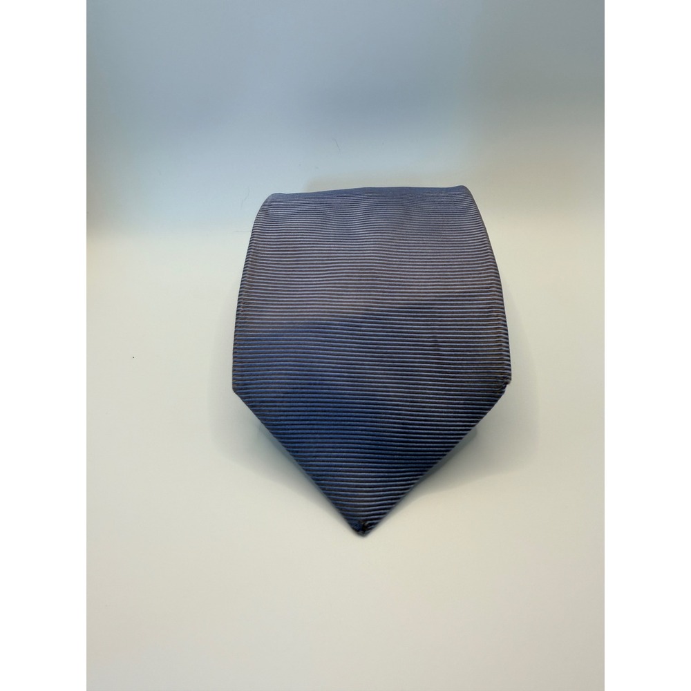Burberry London Blue Grey Striped Silk Tie Nova Check Lining Knight Logo